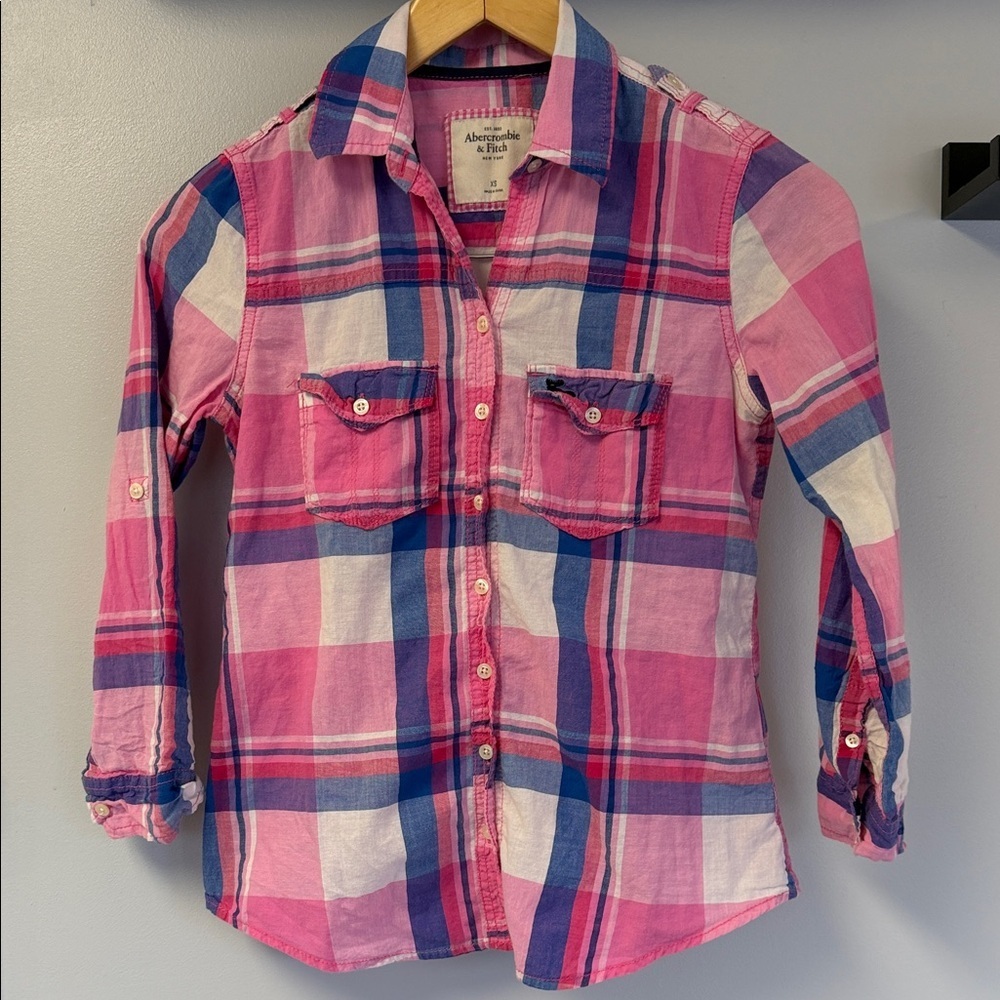 Abercrombie & Fitch Pink Plaid Button Down Shirt